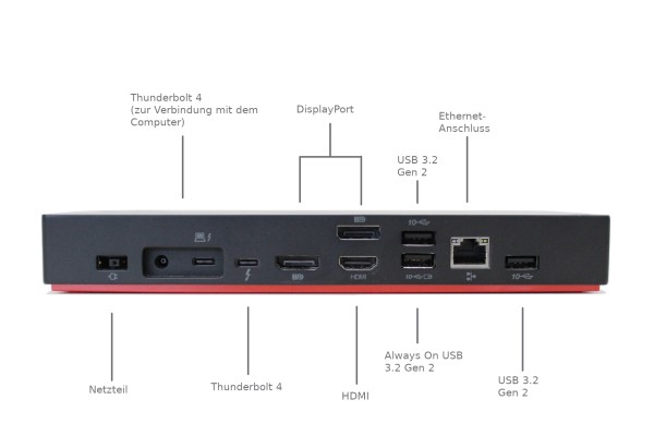 Lenovo ThinkPad Universal Thunderbolt 4 Dock 40B0 Workstation Docking Station USB-C Netzteil & Kabel